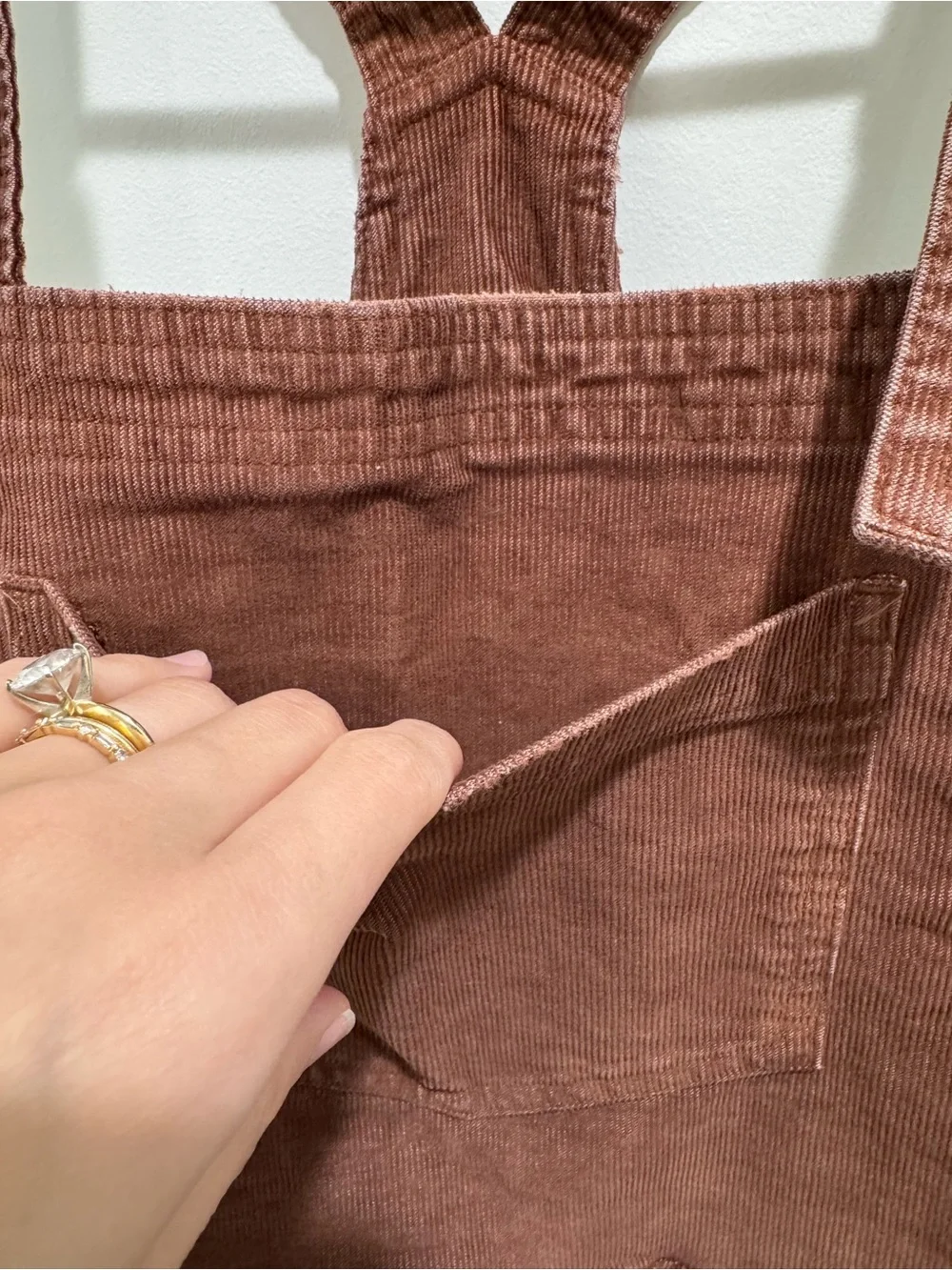 Aerie Brown Corduroy Cropped Overalls Utility Jumpsuit Raw Hem Medium - Picture 4 of 13